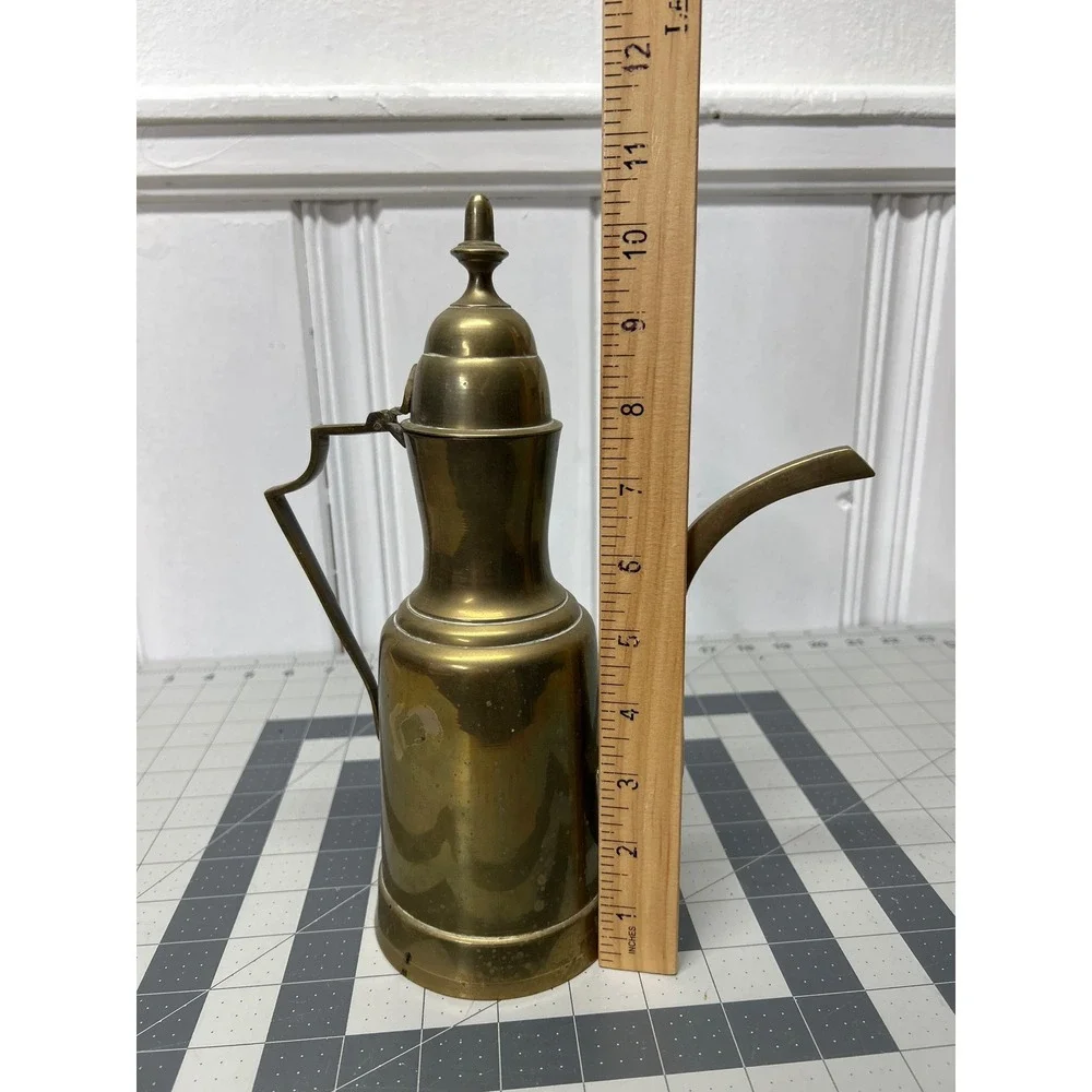 Vintage Brass Dallah Coffee Pot‎ India Etched Middle Eastern Boho
